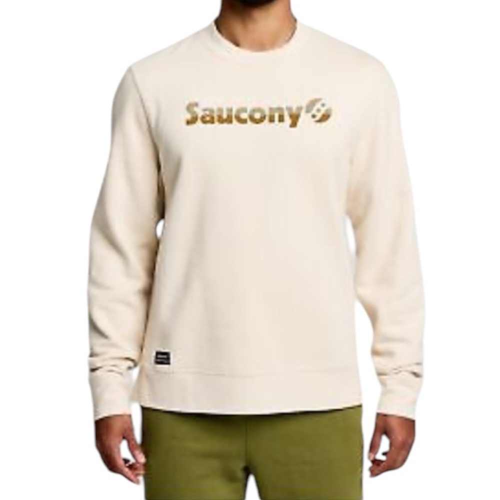 Saucony Men’s Recovery Crew Sweatshirt Color Cream Size XXXL